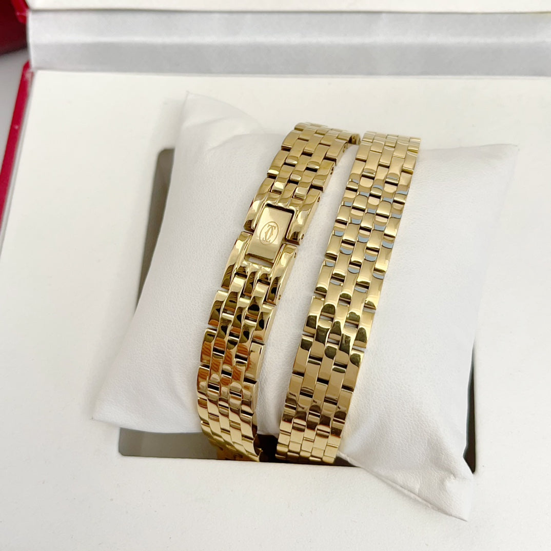 Panthere 22mm Gold Diamond Bezel Double Chain 44cm
