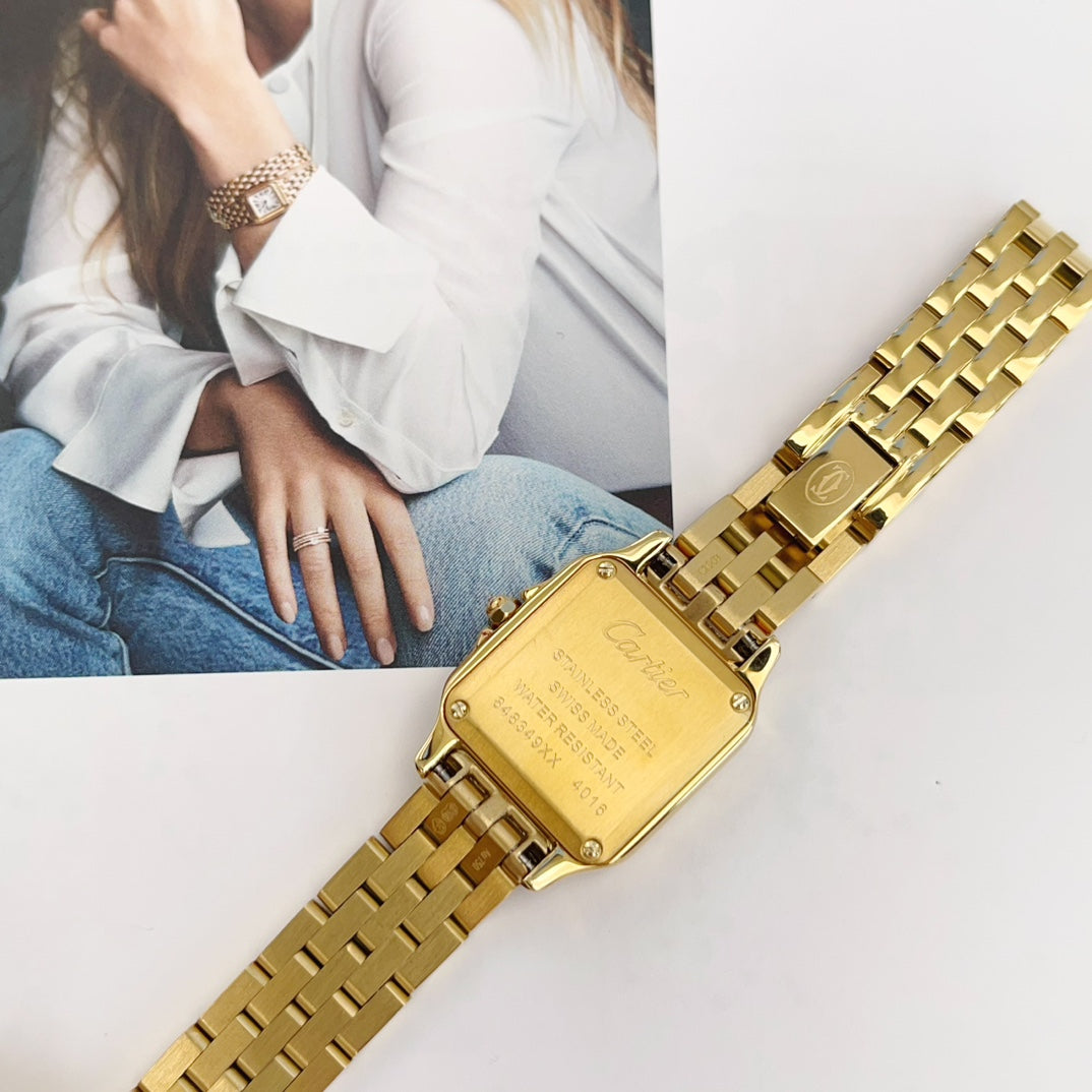 Panthere 22mm Gold Diamond Bezel Double Chain 44cm
