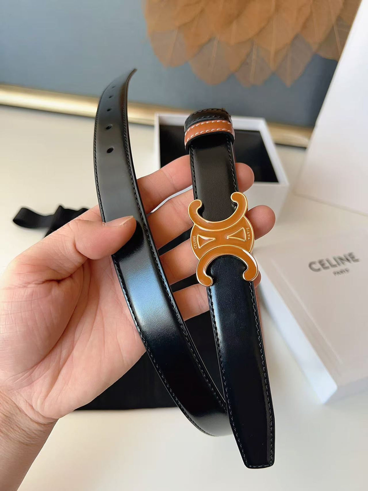 Celine 2026 Reversible Belt 25mm Black Brown Leather 206400