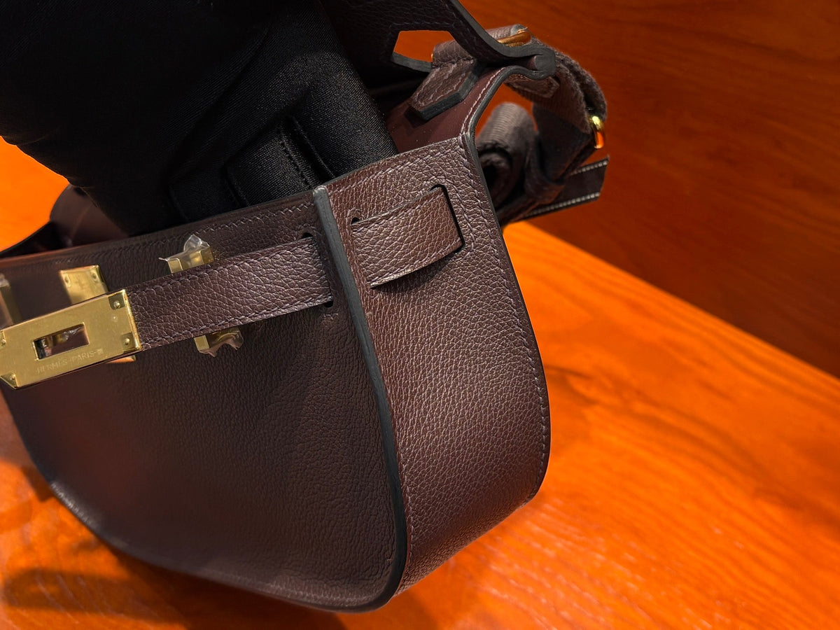 High-end Hermes 2026 Mini Jypsiere Bag 22cm Chocolate Brown Swift Leather