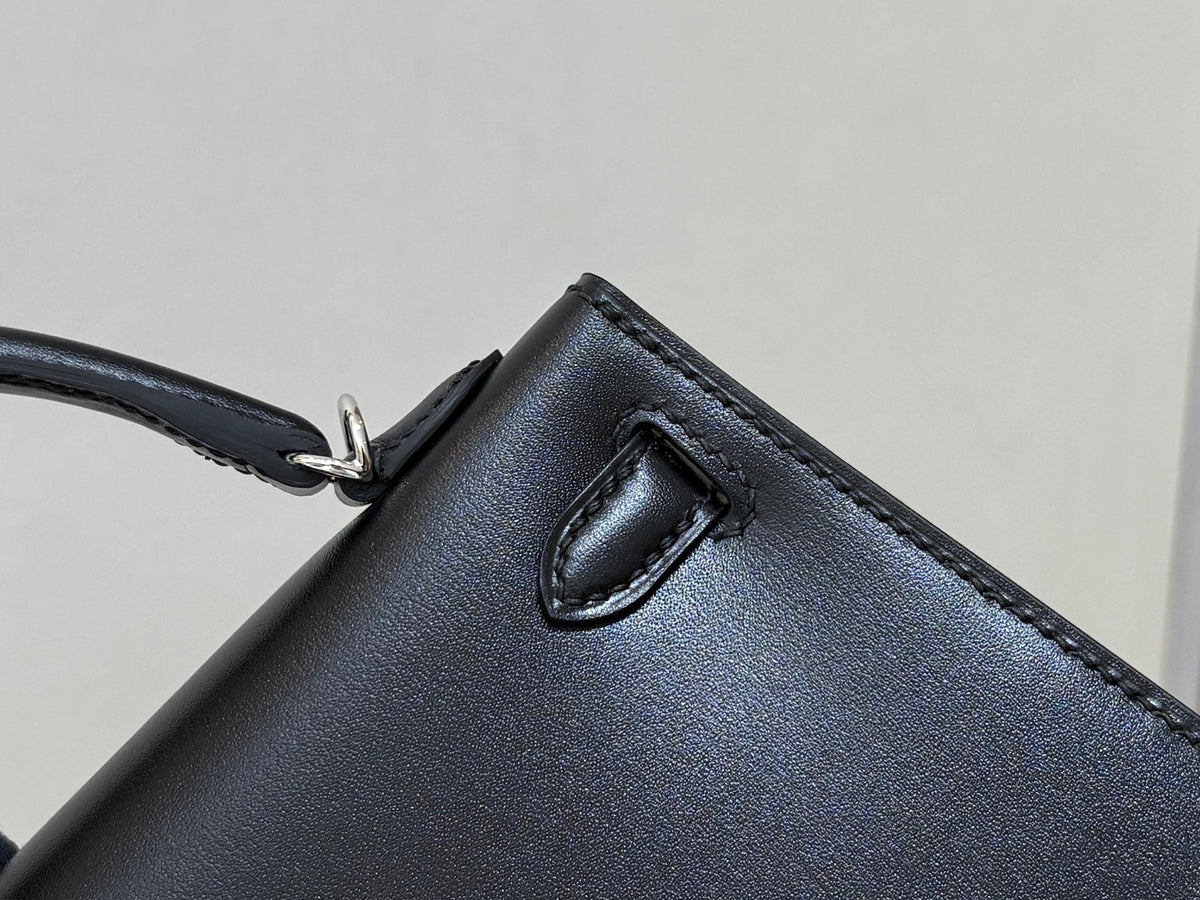 High-end Hermes 2026 Mini Kelly Bag 19cm Black Box Calf Leather