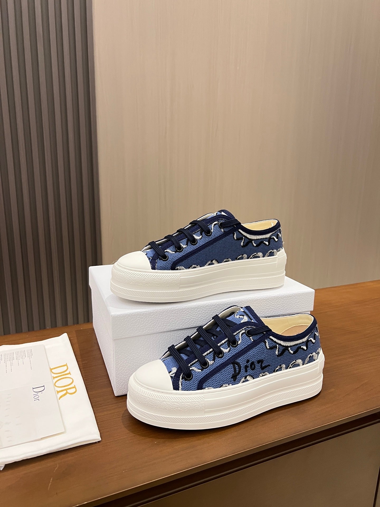 Dior 2026 Walk'n'Dior Platform Sneakers Navy Blue Canvas 960120