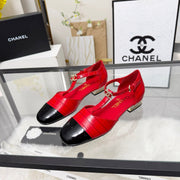 CC 26s Flat Sandals Red Black Cowhide Patent Leather 183574