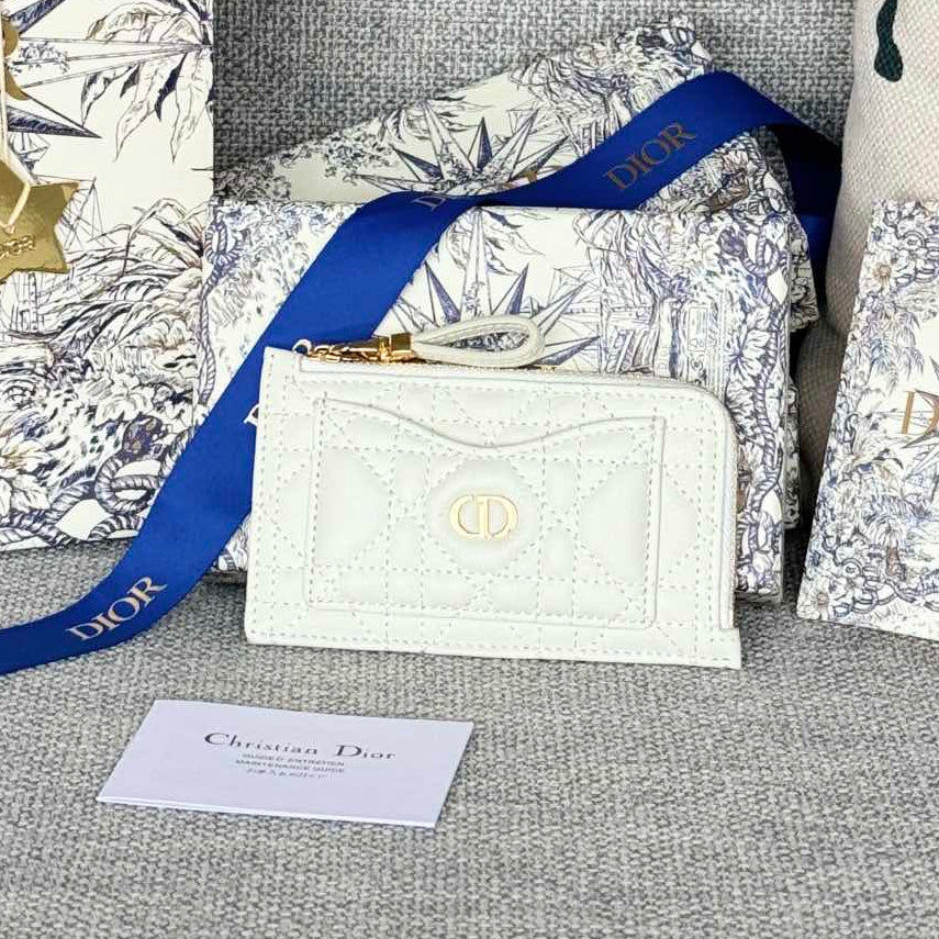 Dior 2026 Caro Five Slot Card Holder 13.5cm Lambskin
