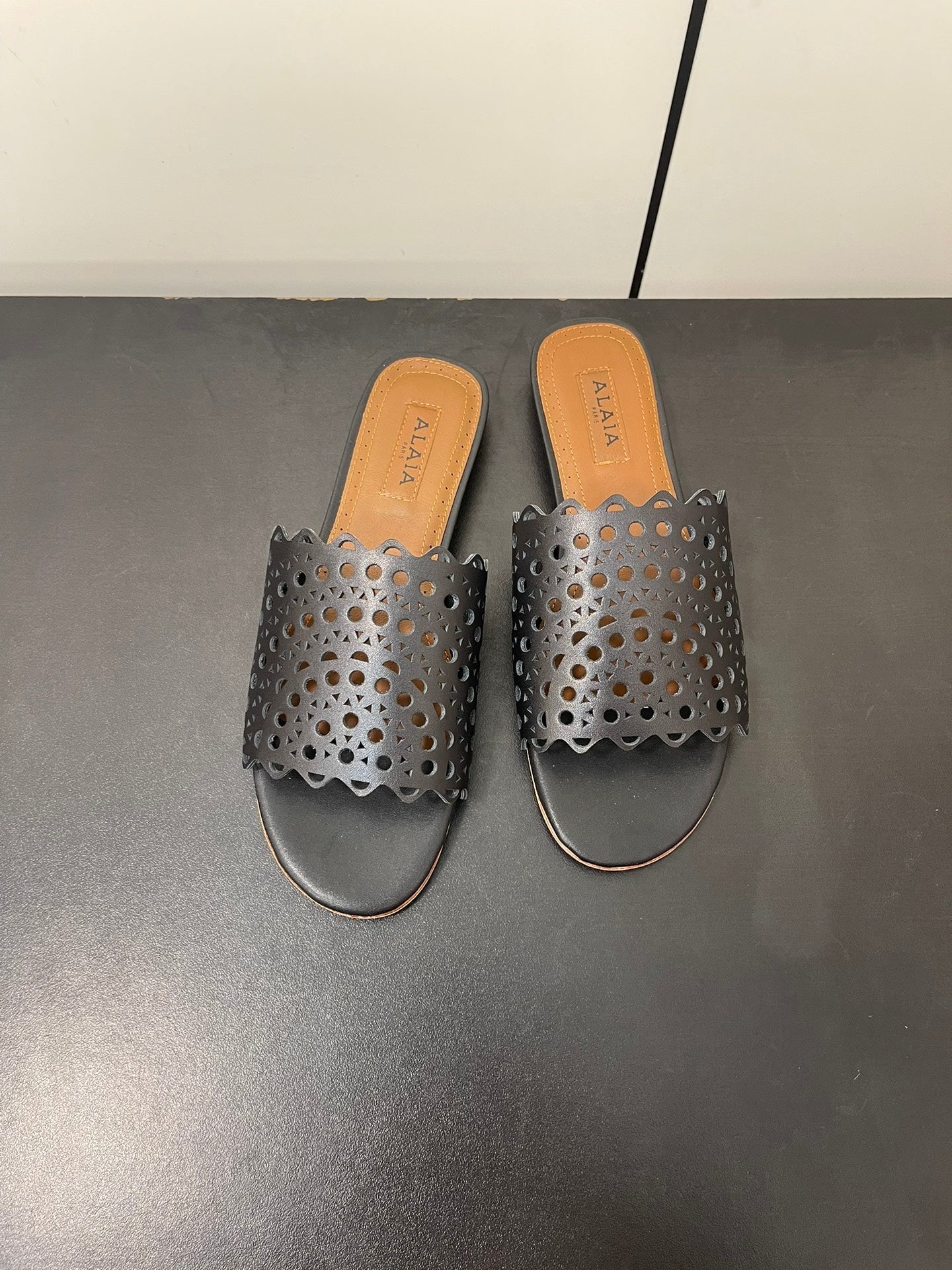 alaia mule black vienne lambskin