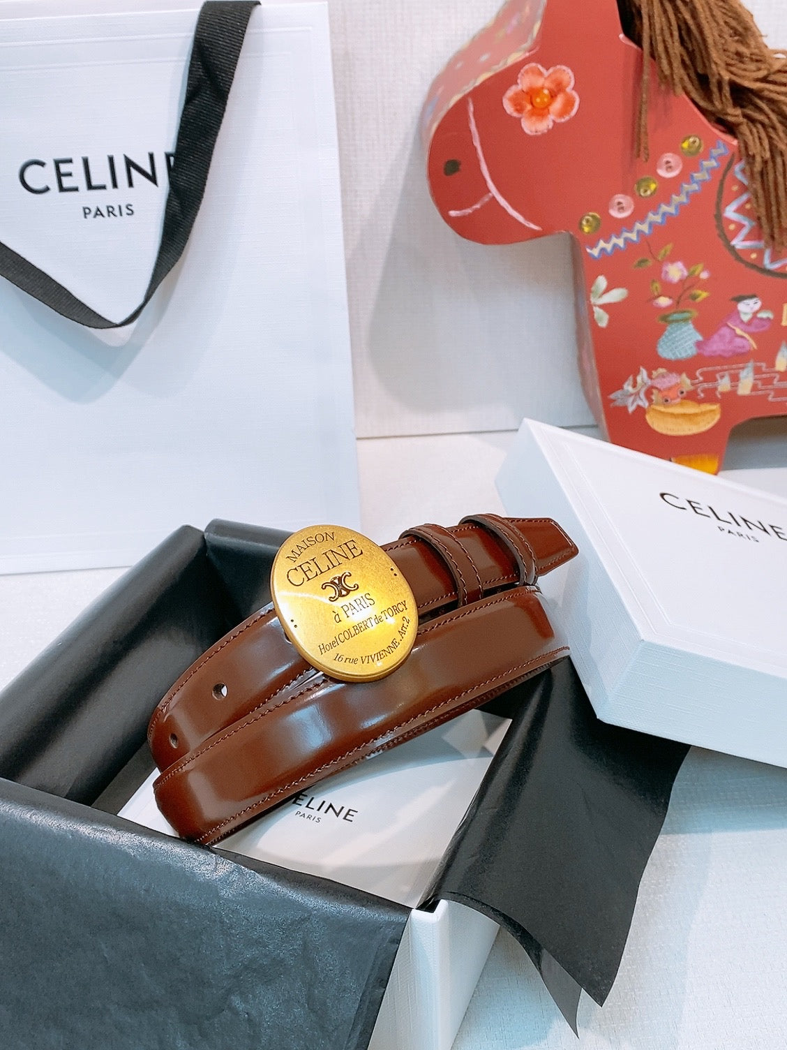 Celine 4.5cm Belt Buckle 2.5cm Width Leather 2