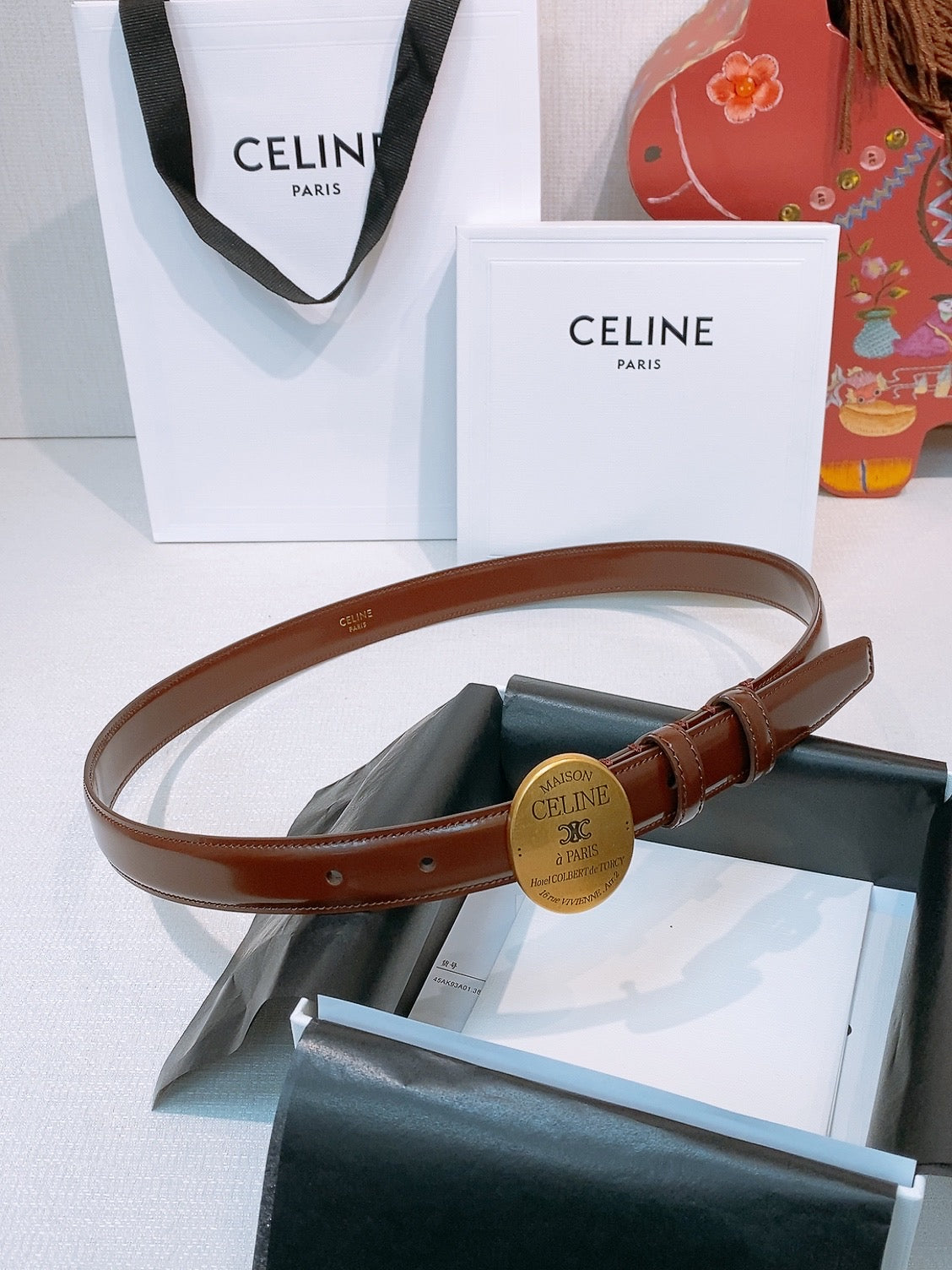 Celine 4.5cm Belt Buckle 2.5cm Width Leather 2