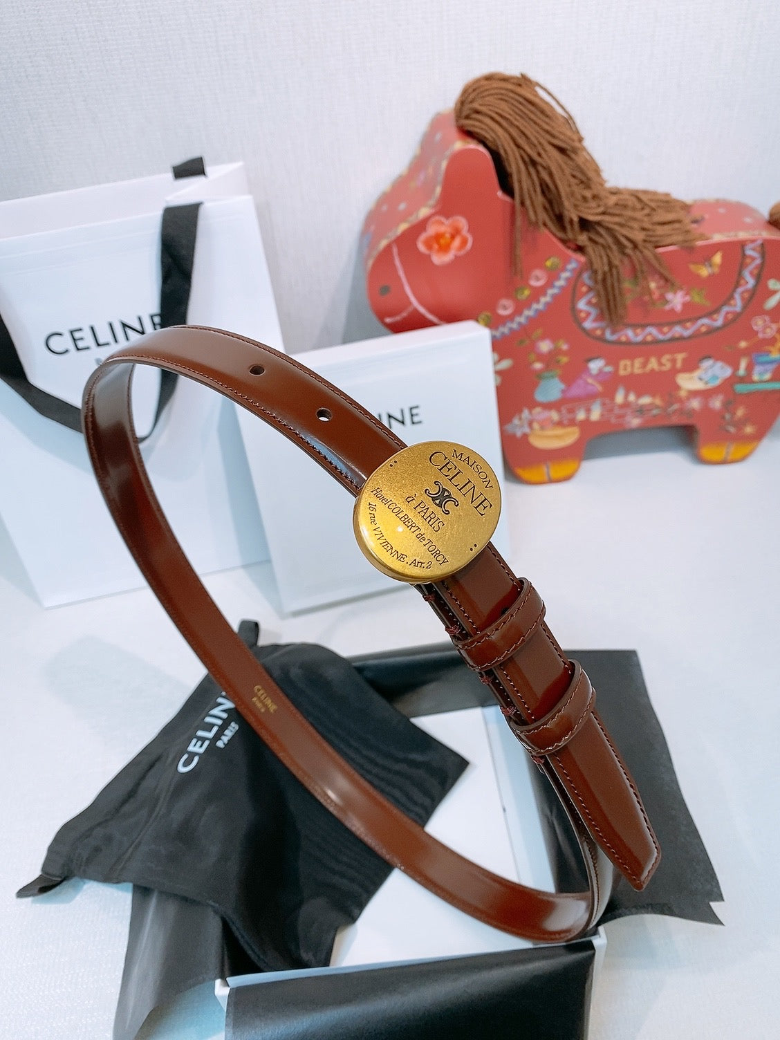 Celine 4.5cm Belt Buckle 2.5cm Width Leather 2