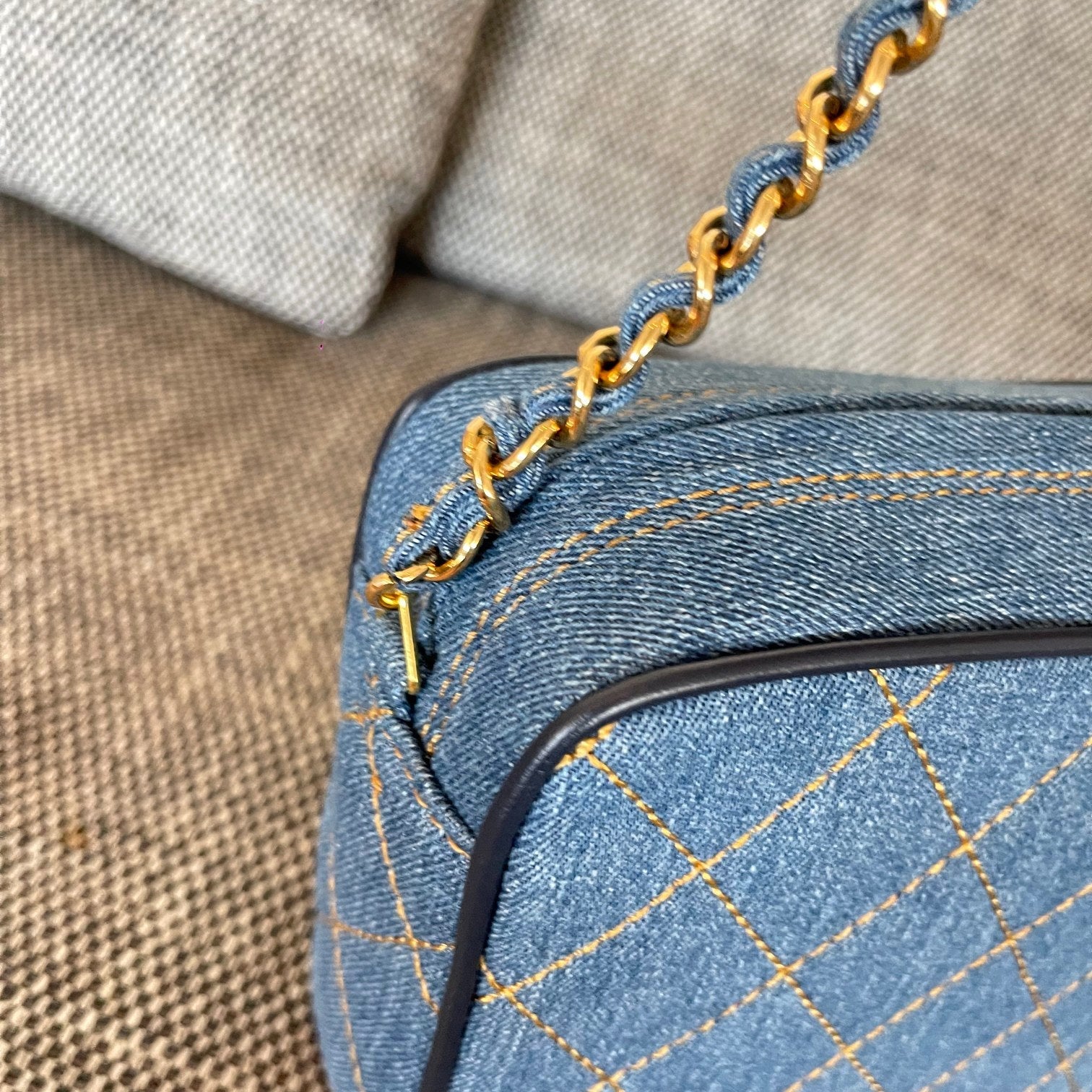Chanel 2026 Camera Bag 17.5cm Blue Denim Leather