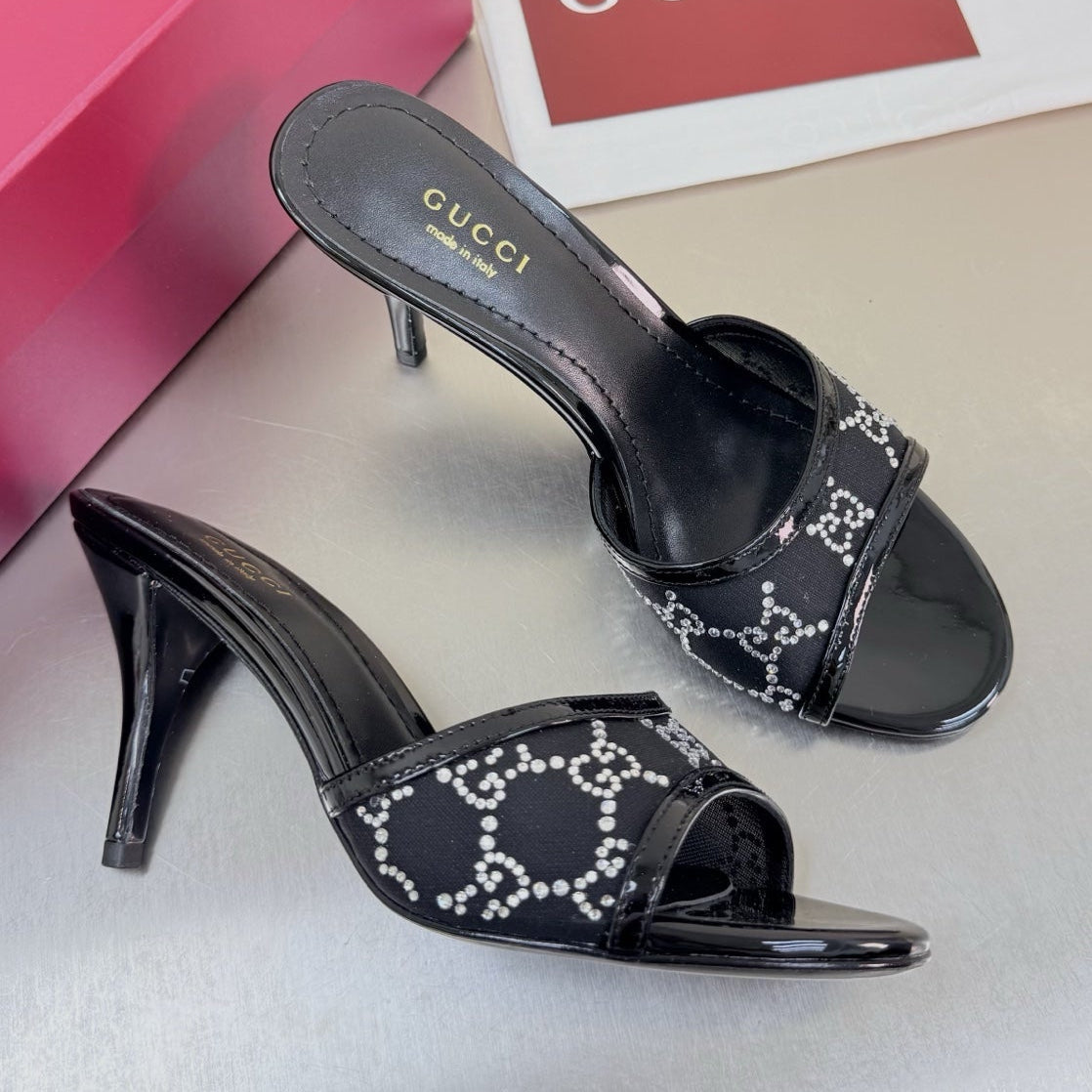 Gucci 2026 Erin GG Sandals 75mm Mesh Leather