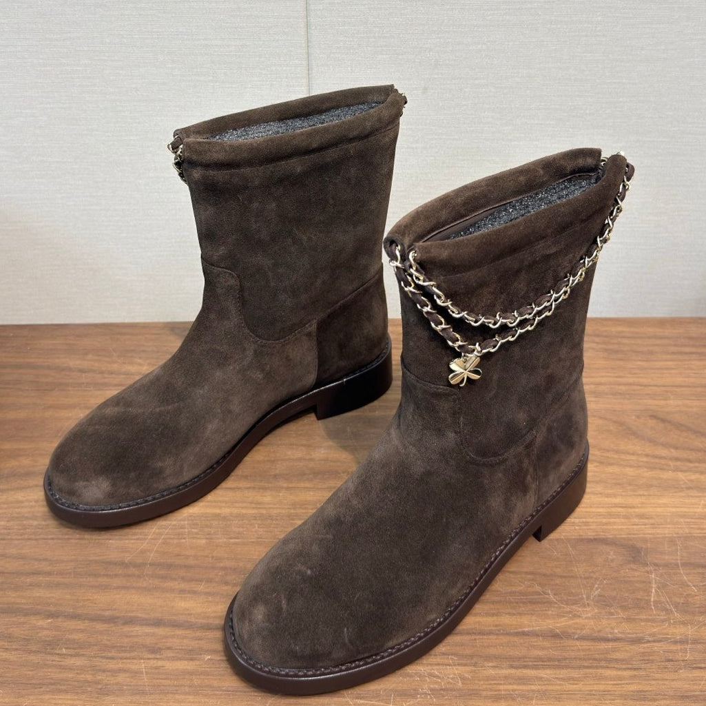 Chanel 25 Boot Brown Suede 465612