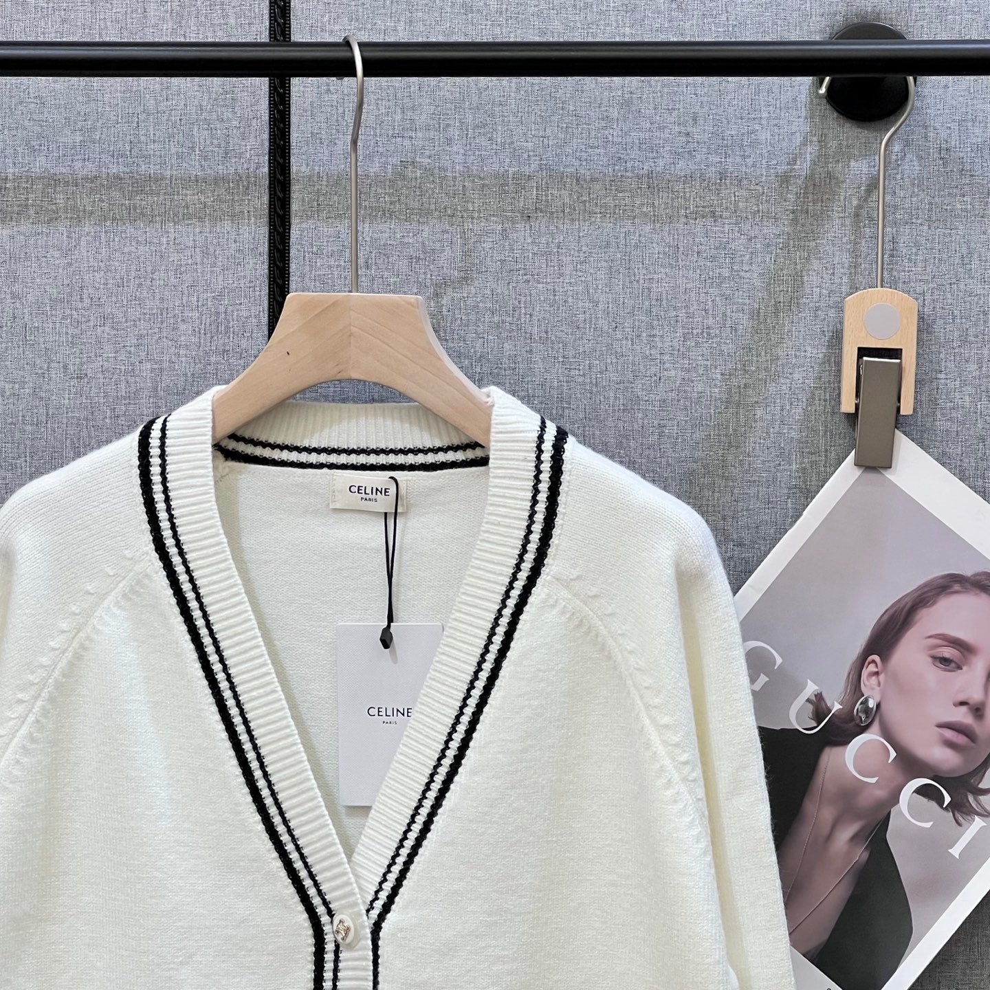 Celine 25 Cardigan White Wool 289190