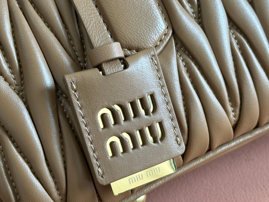 ARCADIE MATELASSÃ‰ BAG 22 IN TAWNY BROWN GLOSSY LAMBSKIN
