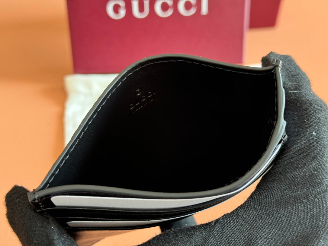 Gucci Card Wallet Grey mix Black Leather 248421