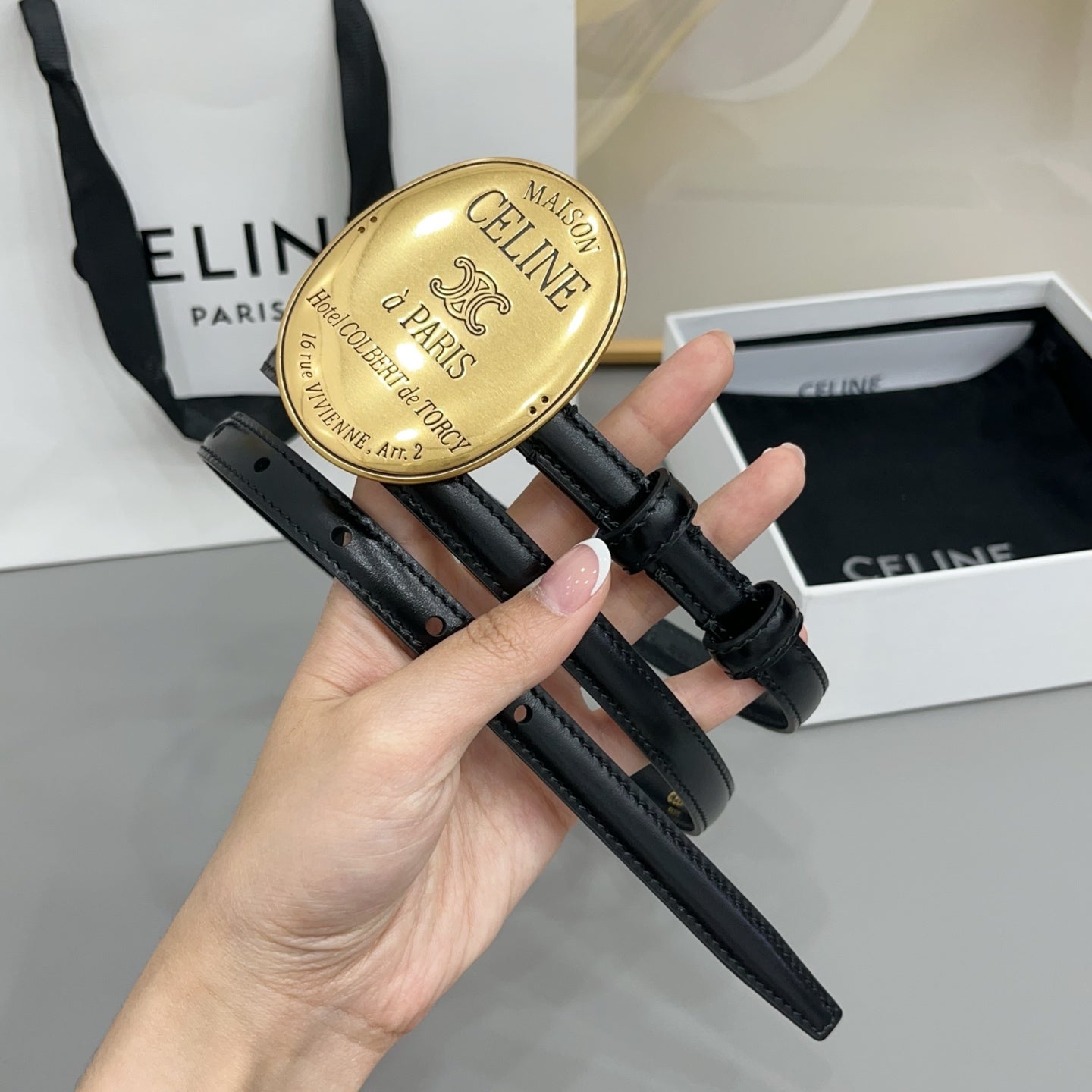 Celine 2026 Arc de Triomphe 13mm Leather Belt
