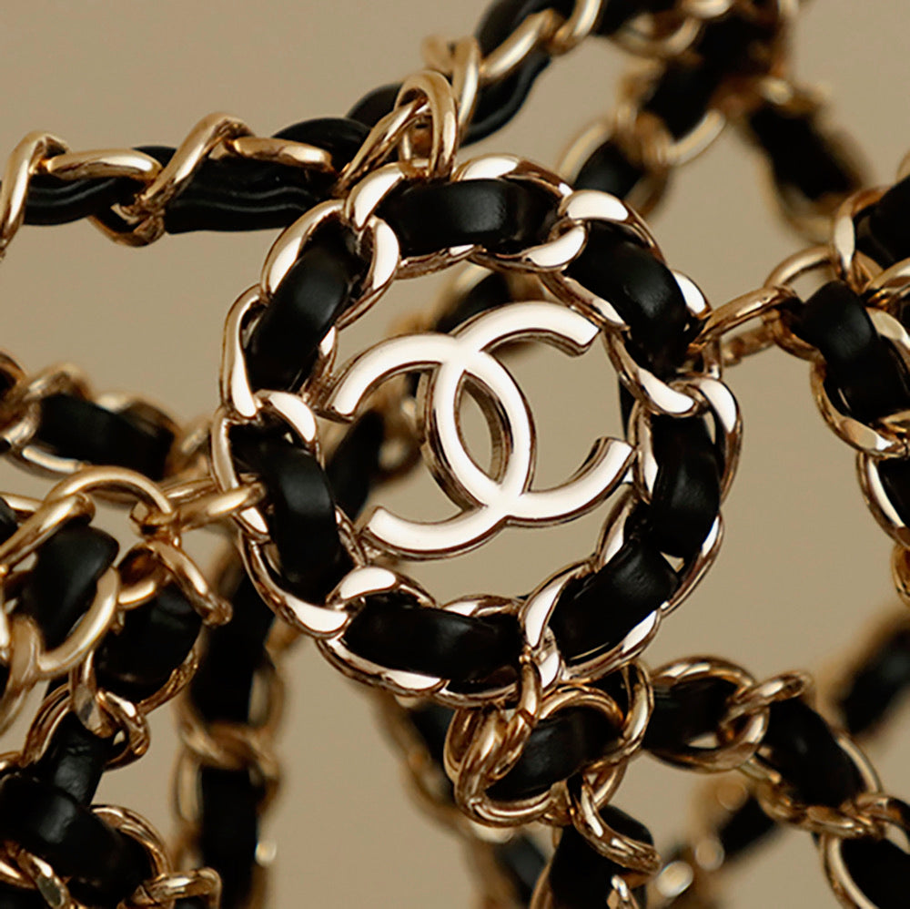 Chanel 2026 Chain Net Bag 42cm Black Gold Metal Velvet