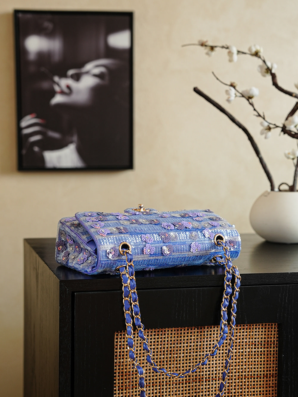 Chanel 2026 Bag 25.5cm Violet Sequin Leather