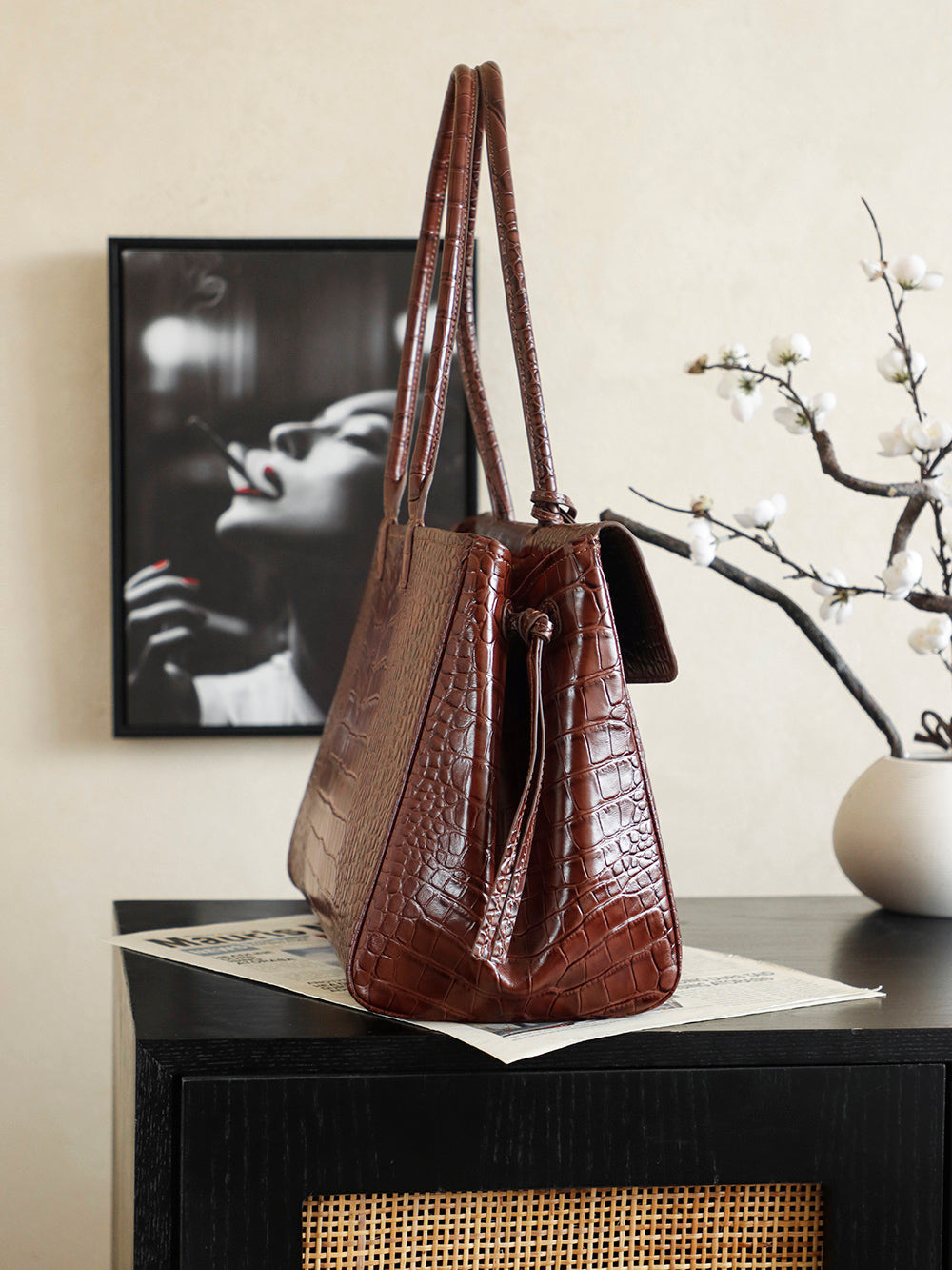 Chanel 2026 Bag 38cm Brown Crocodile-embossed Leather
