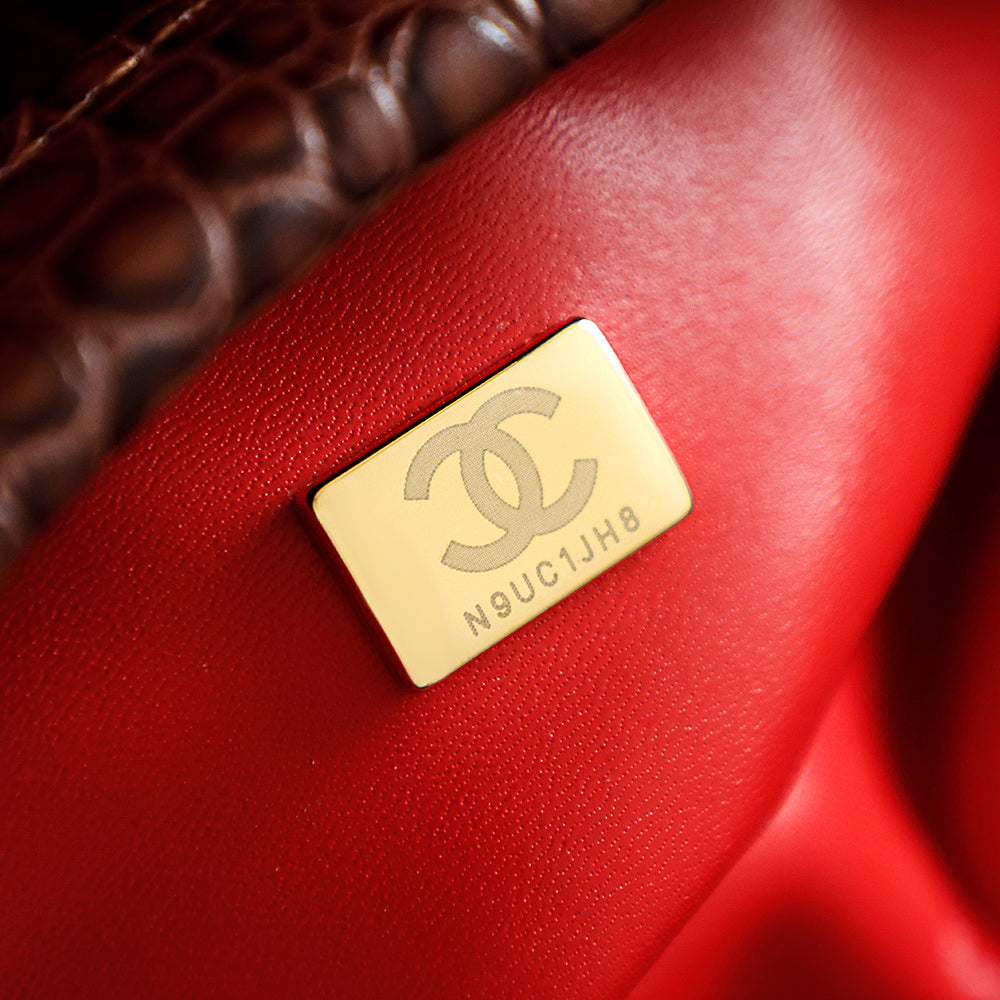 Chanel 2026 Bag 38cm Brown Crocodile-embossed Leather