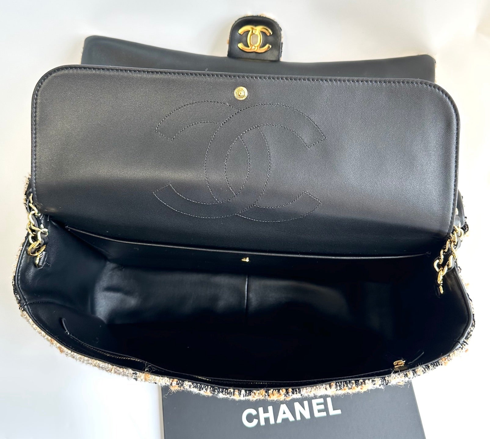 Chanel 2026 Leopard Print CF Maxi Flap Bag Tweed Leather