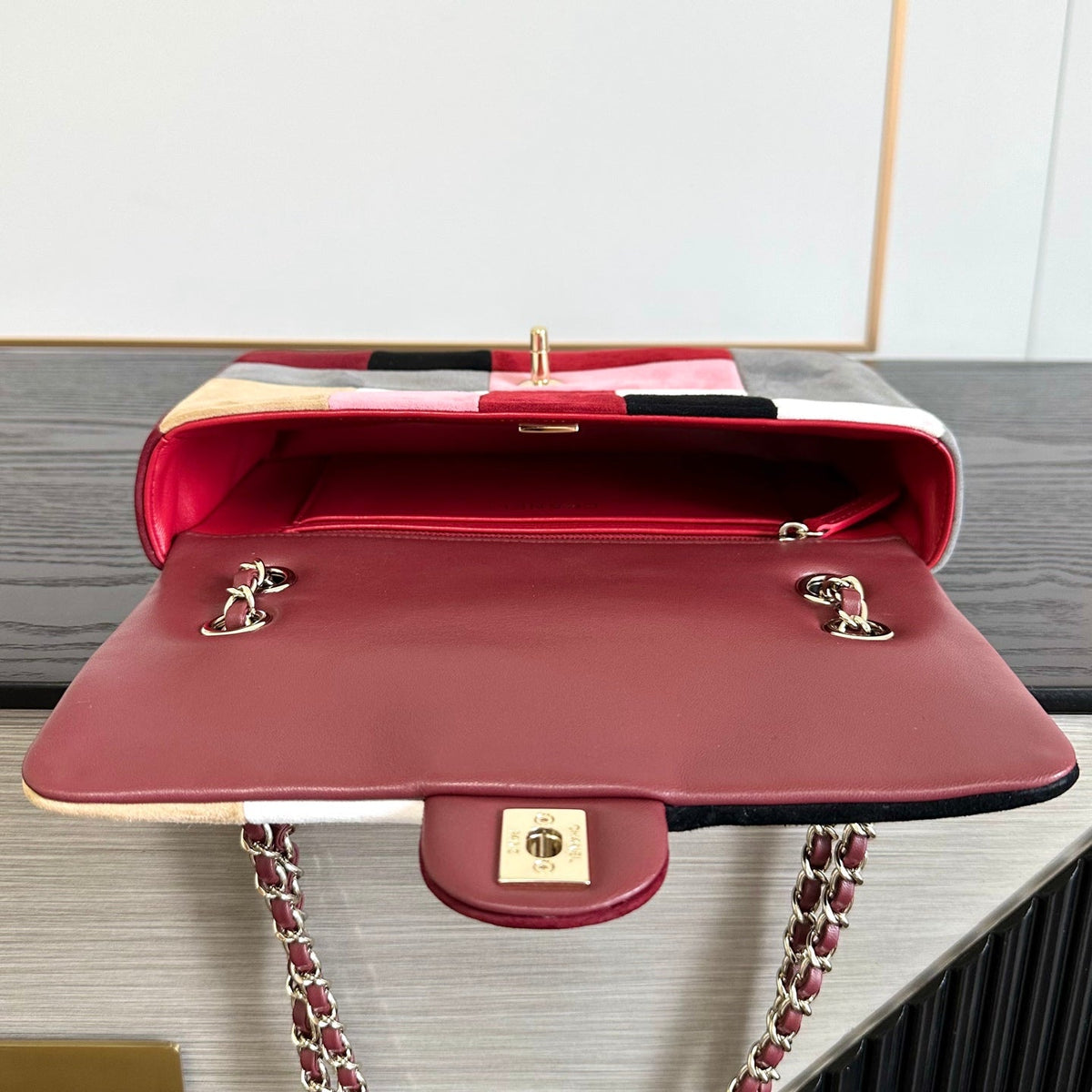 Chanel 2026 Flap Patchwork Bag 24.5cm Multicolors Suede Leather