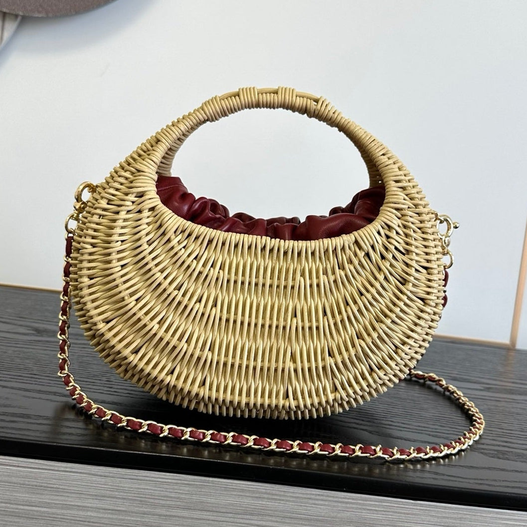 Chanel 2026 Structured Basket Bag Beige Wicker Leather