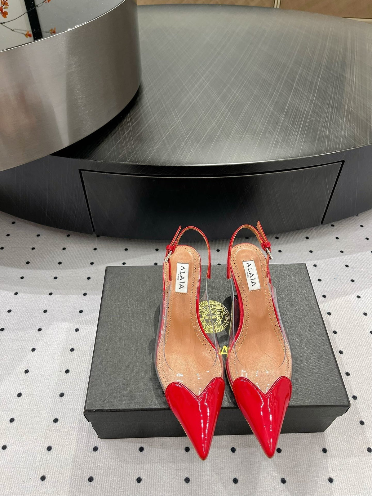Alaila Le CÅ“ur Slingbacks 60mm In Red Glossy Lambskin 954825