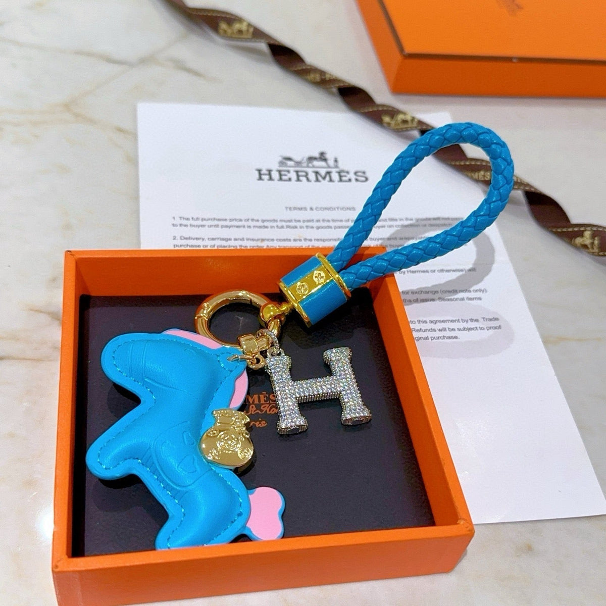 HM Rodeo Horse Bag Charm In Blue Leather