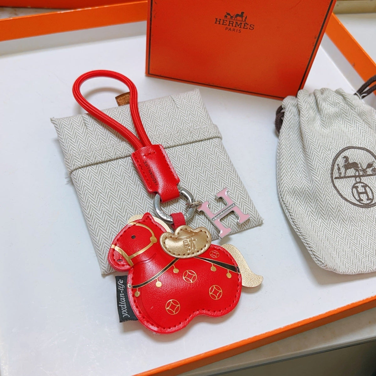 HM Red Horse Charm With An H-shaped Keyring