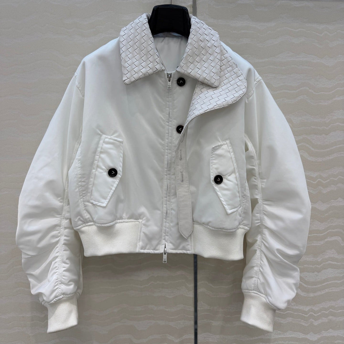 Bottega Veneta 2026 Intrecciato Jacket Cotton Leather 435633