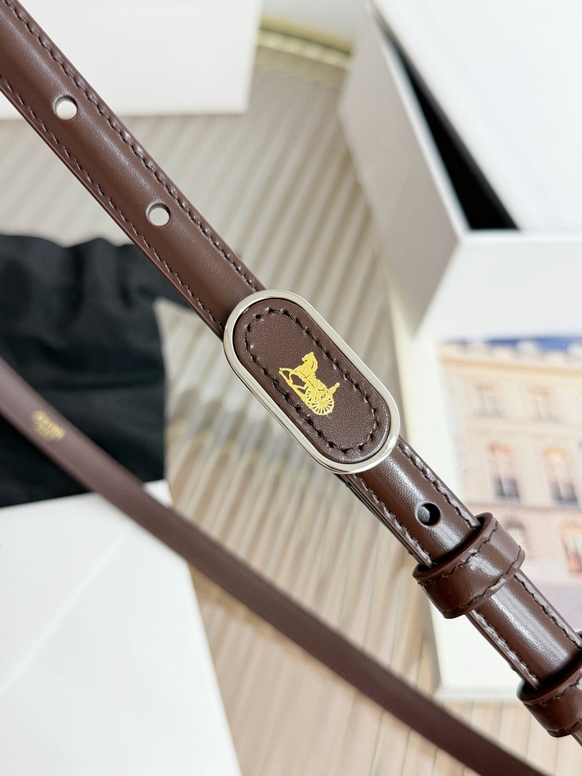Celine 2026 Chariot Taurillon Belt 13mm Leather 218707
