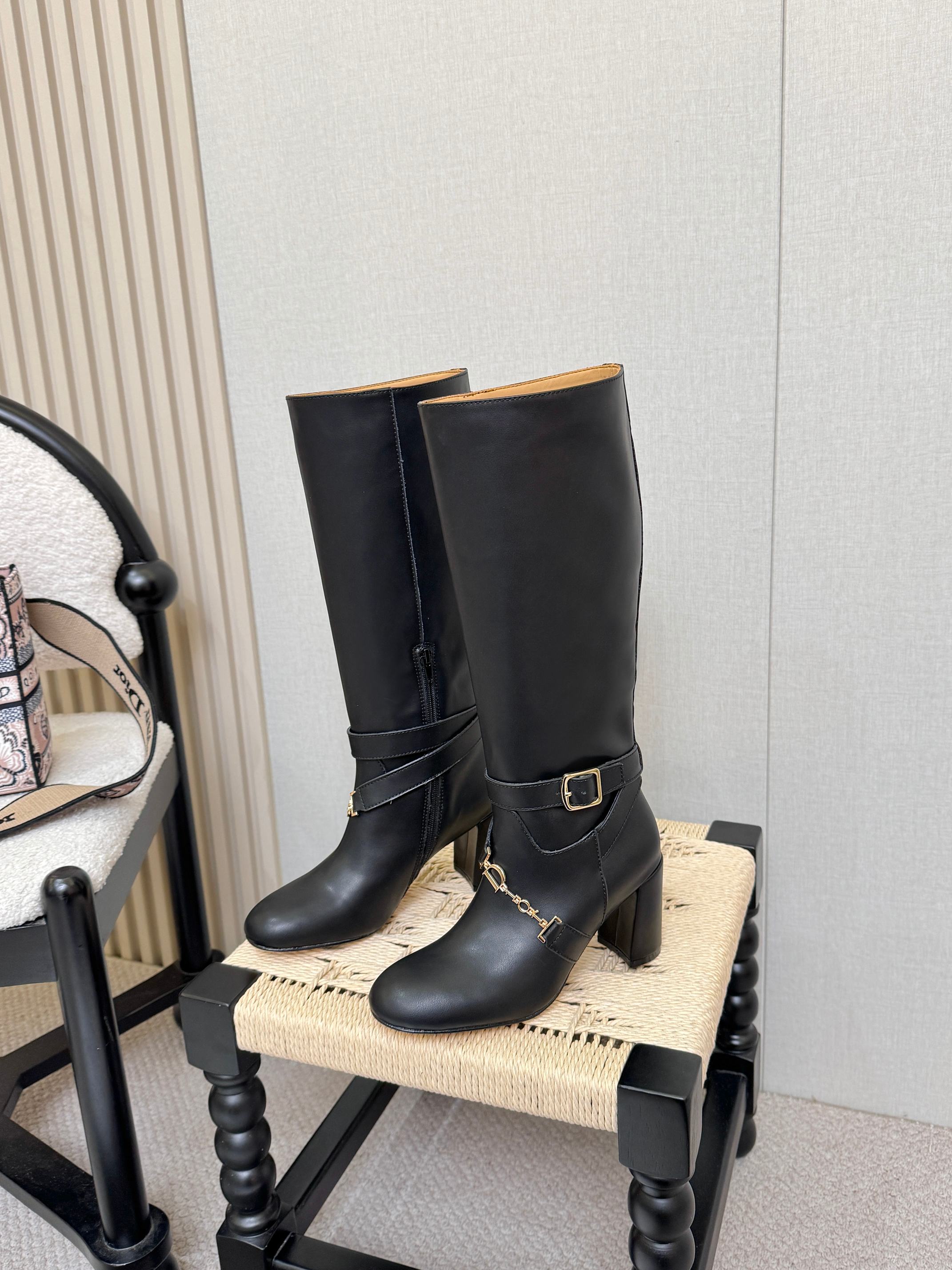 Dior 2026 Diorly Heeled Boots 85mm Black Calfskin 997786