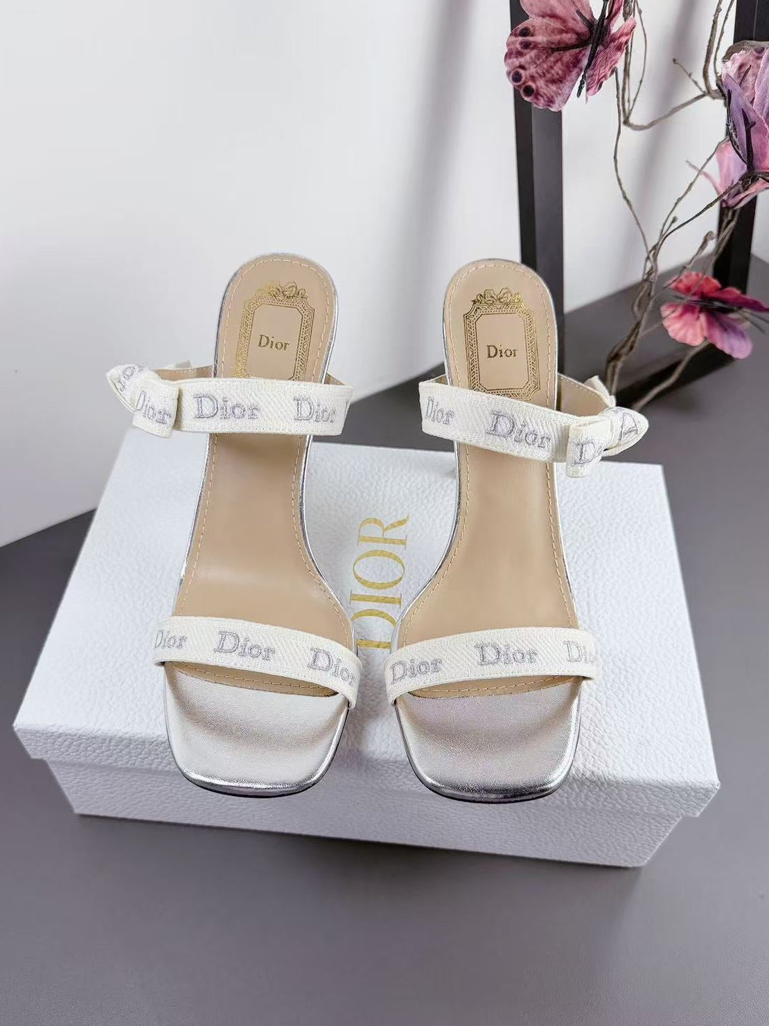 Dior 2026 High Heel Sandals 95mm Canvas Sheepskin 939032