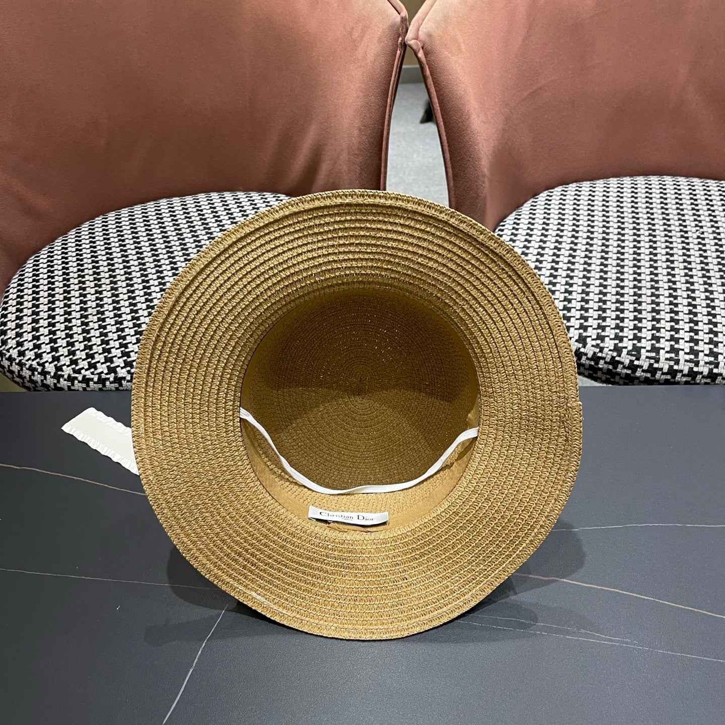 Dior Multi-colored Wide-brimmed Straw Hat With Bow 214480