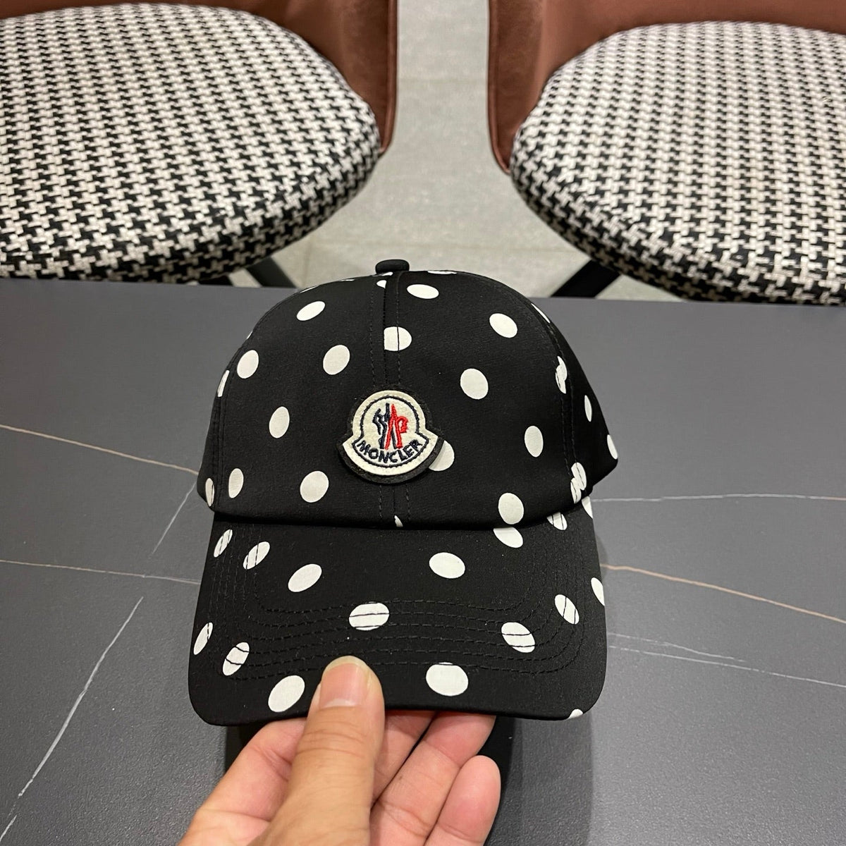 Moncler Cotton Polka Dot Baseball Cap Hat 512509