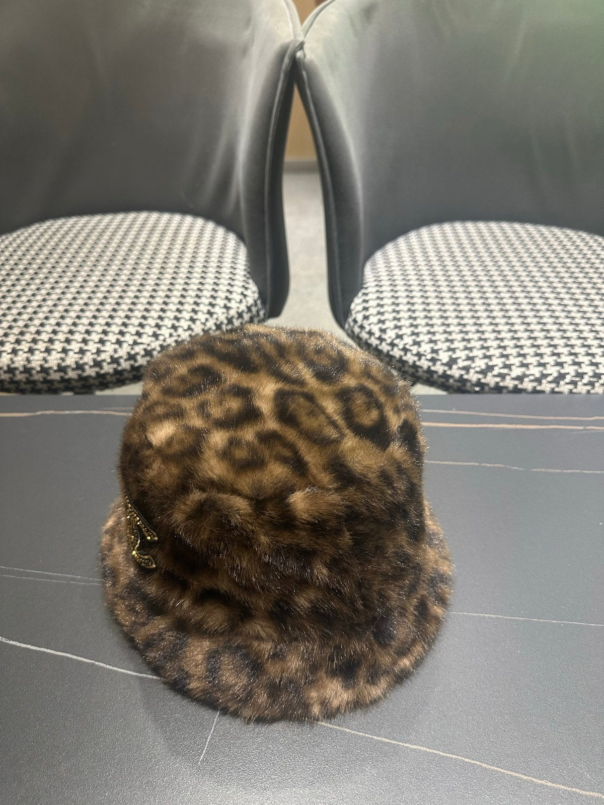 Chanel 2026 Leopard Print Bucket Hat Wool 550242