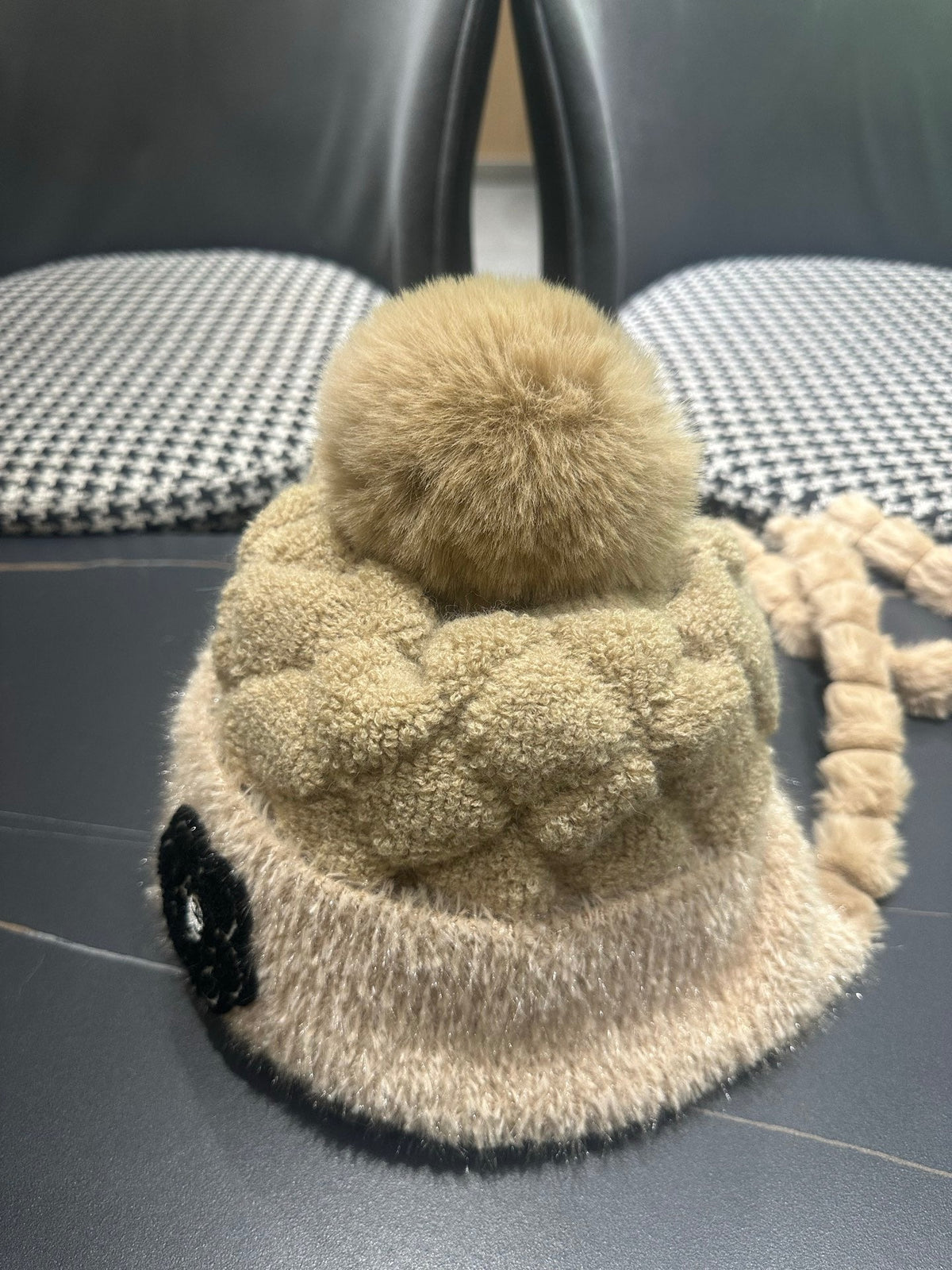Chanel 2026 Camellia Earmuff Beanie Hat Wool 566053