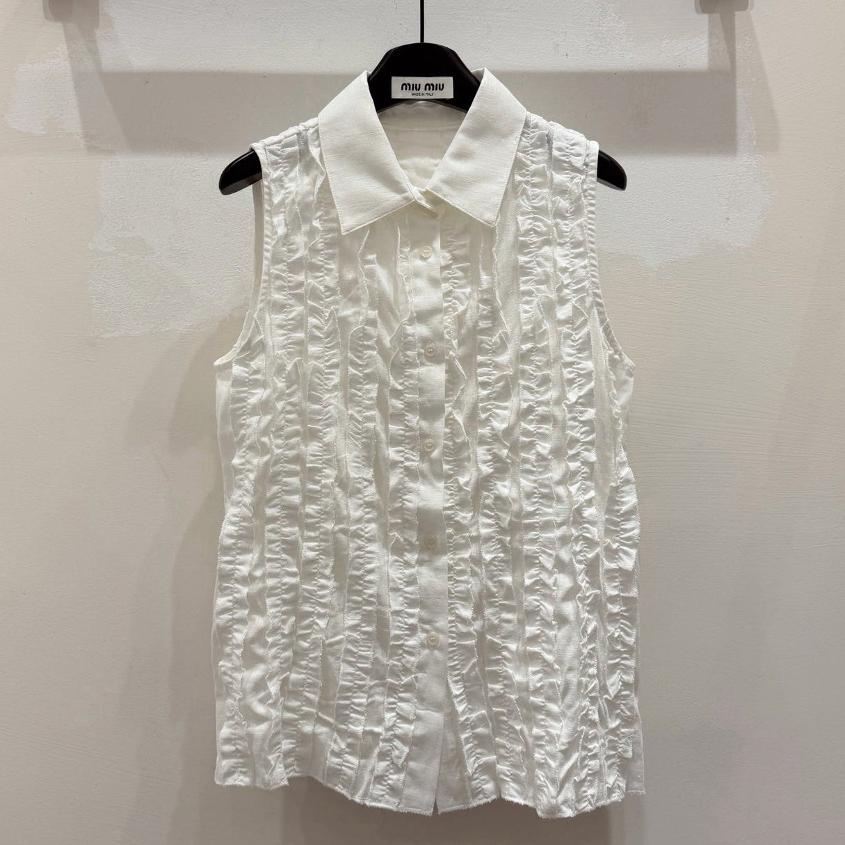 Miumiu 2026 Ruffled Vest White Cotton