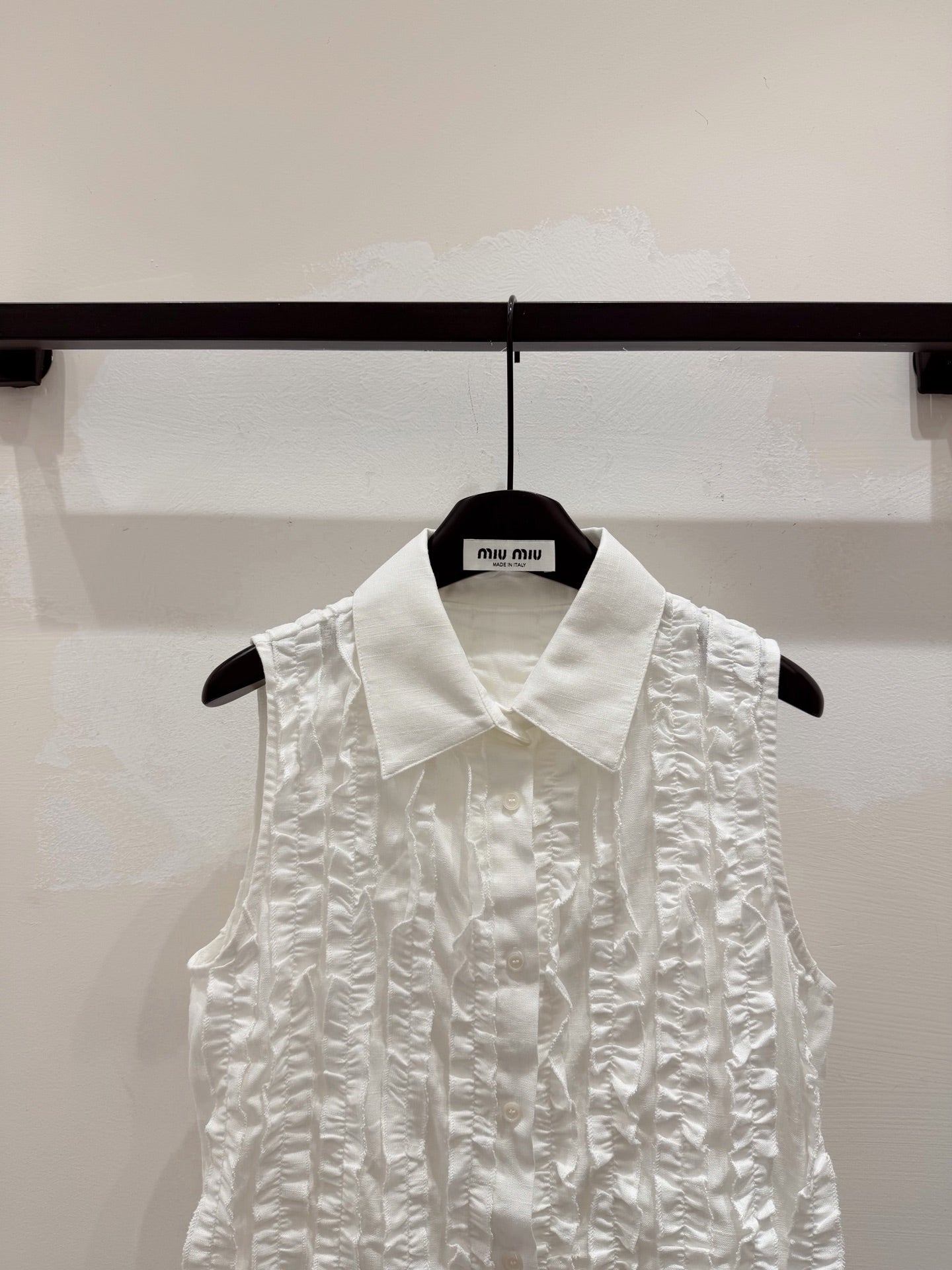 Miumiu 2026 Ruffled Vest White Cotton