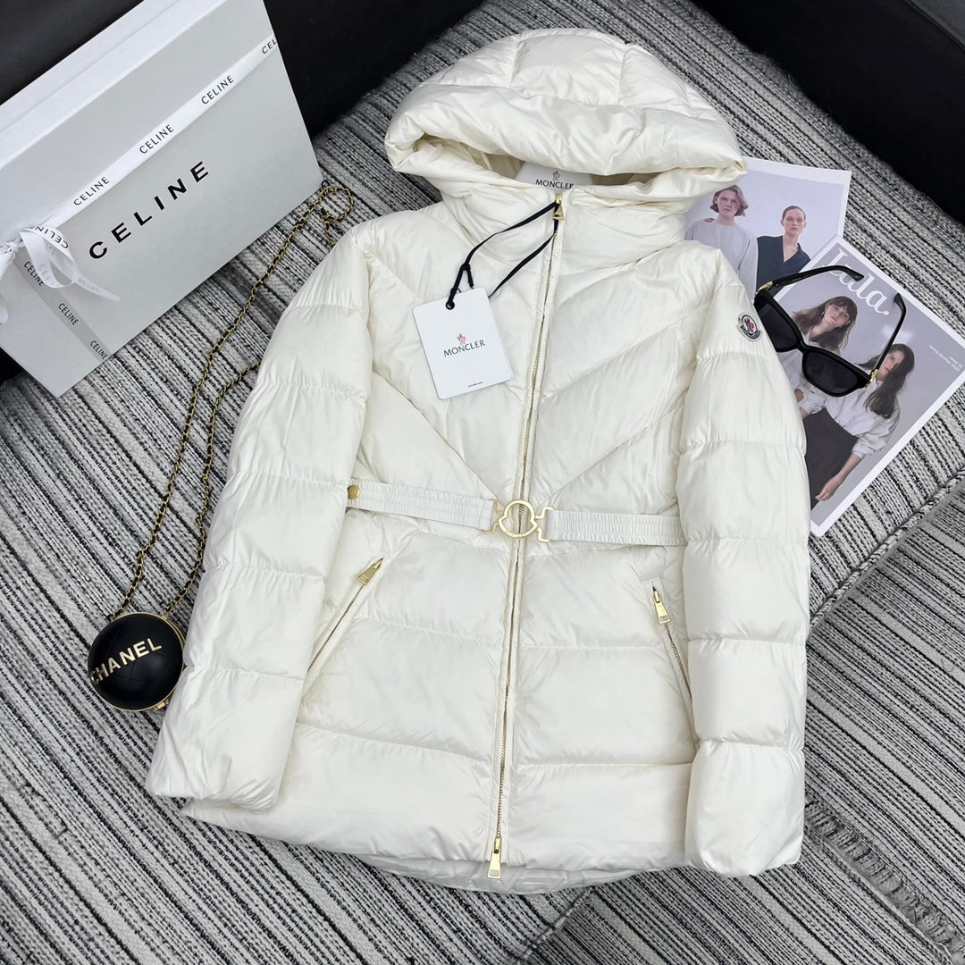 Moncler 2026 Brosse Diagonal-Quilted Hooded Jacket White Down Polyester 260817