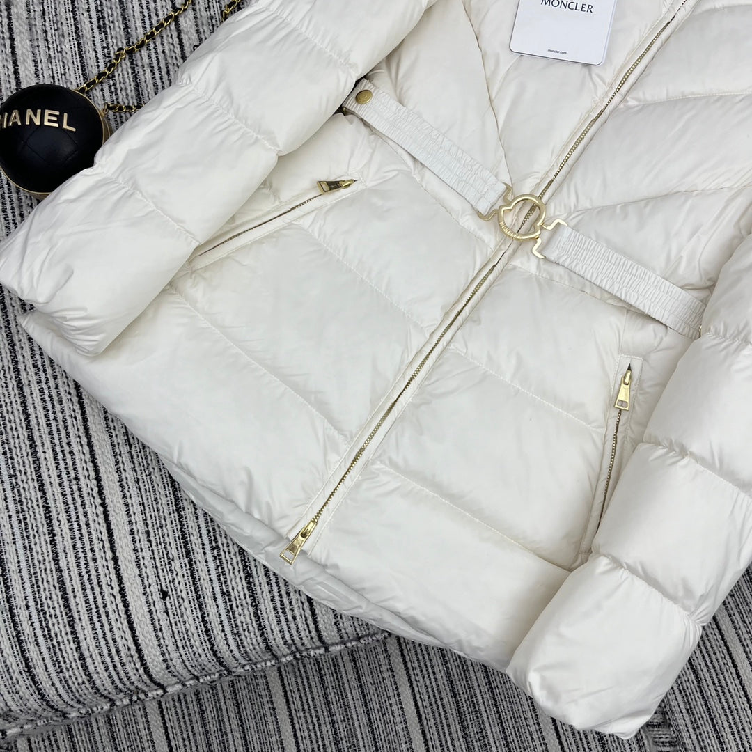 Moncler 2026 Brosse Diagonal-Quilted Hooded Jacket White Down Polyester 260817