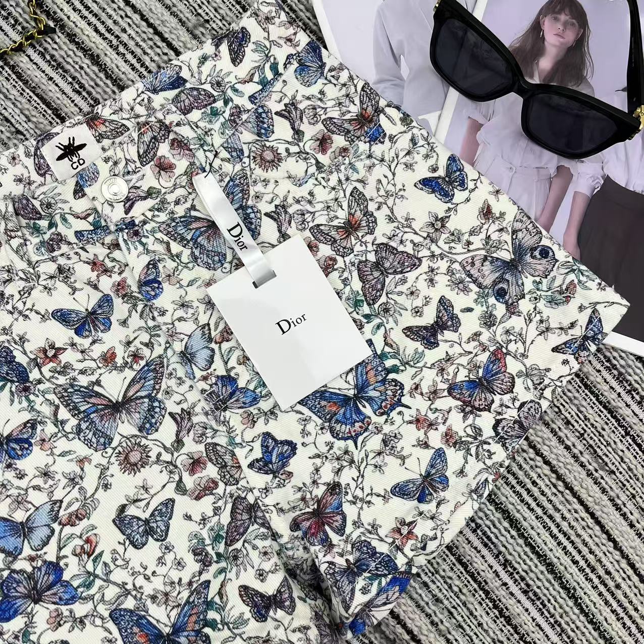 Dior 25C Short  Motif Toile De Jouy Papillon Multicolore 228433
