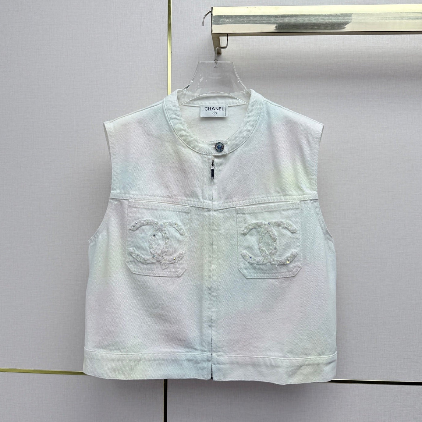 Chanel 2026 Denim Vest Jacket White Cotton 317920