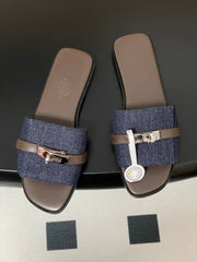 HM Giulia Sandals Blue Denim Calfskin 314022