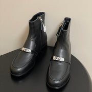 HM  short boots kelly buckle black sheepskin