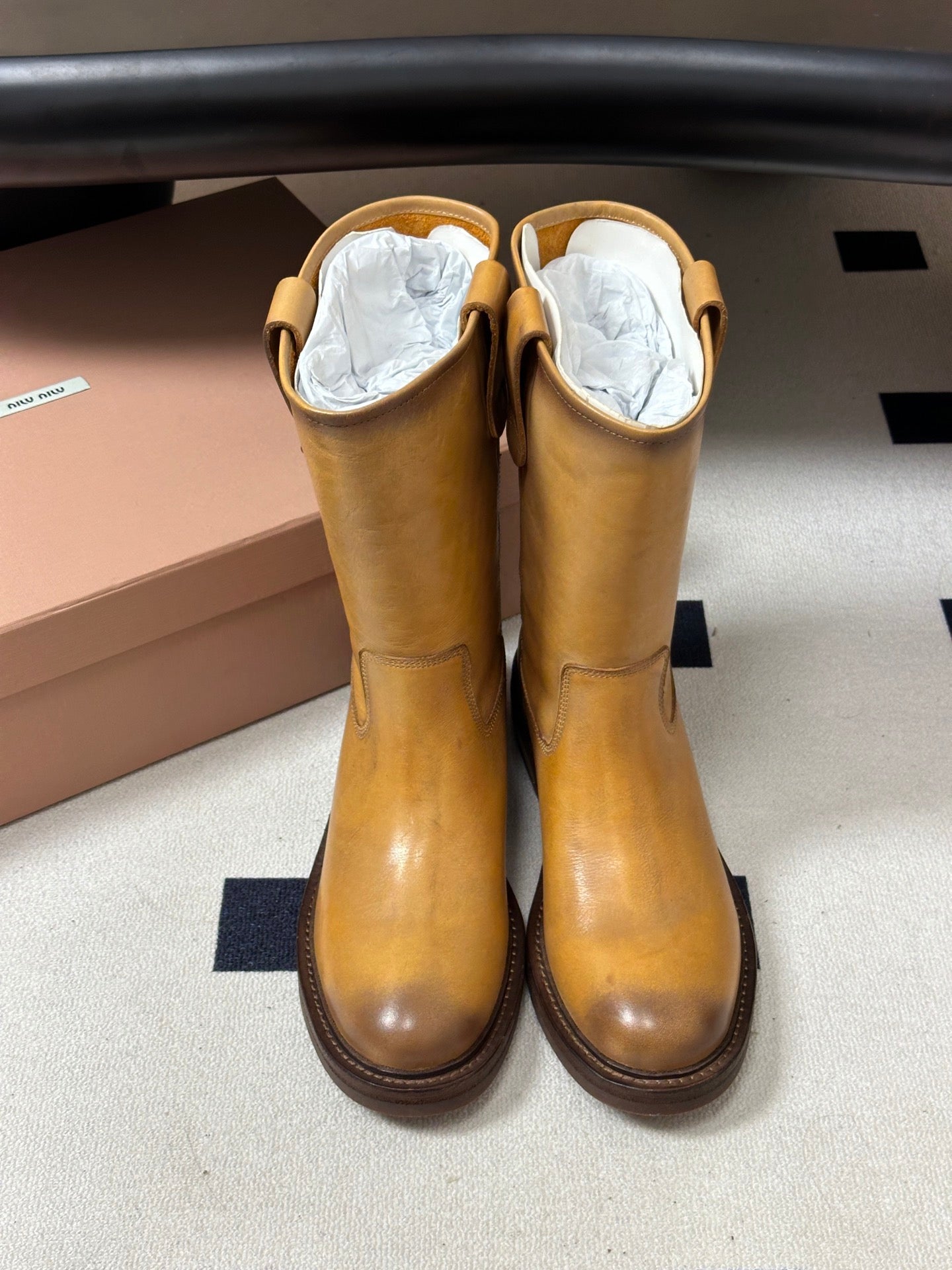 Miu Miu 2026 Foule Mid-Calf Boots Cowhide 994108