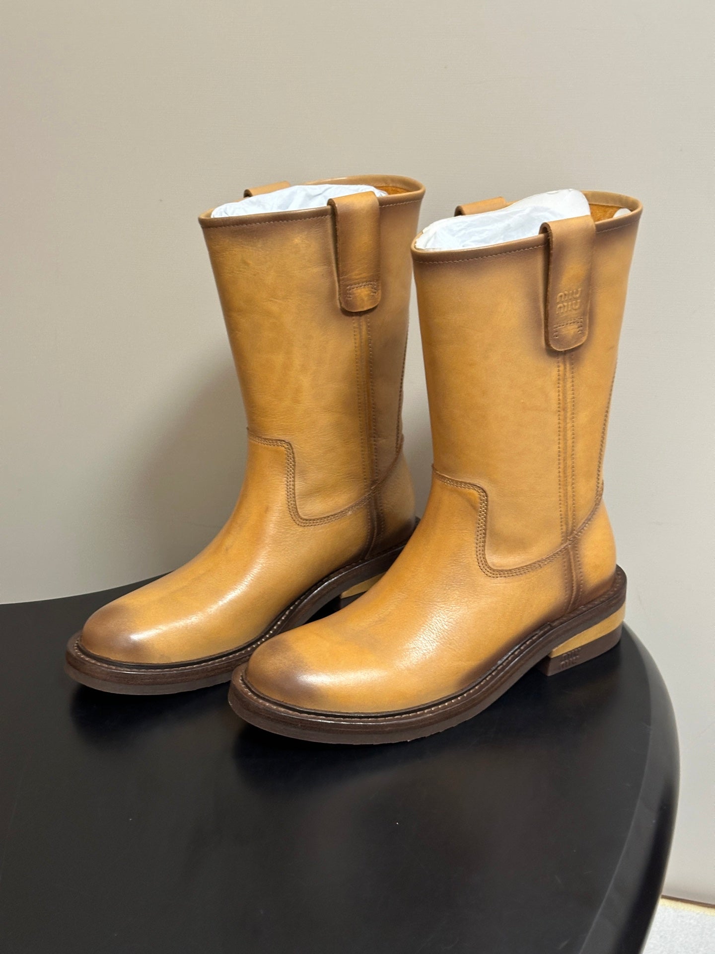 Miu Miu 2026 Foule Mid-Calf Boots Cowhide 994108