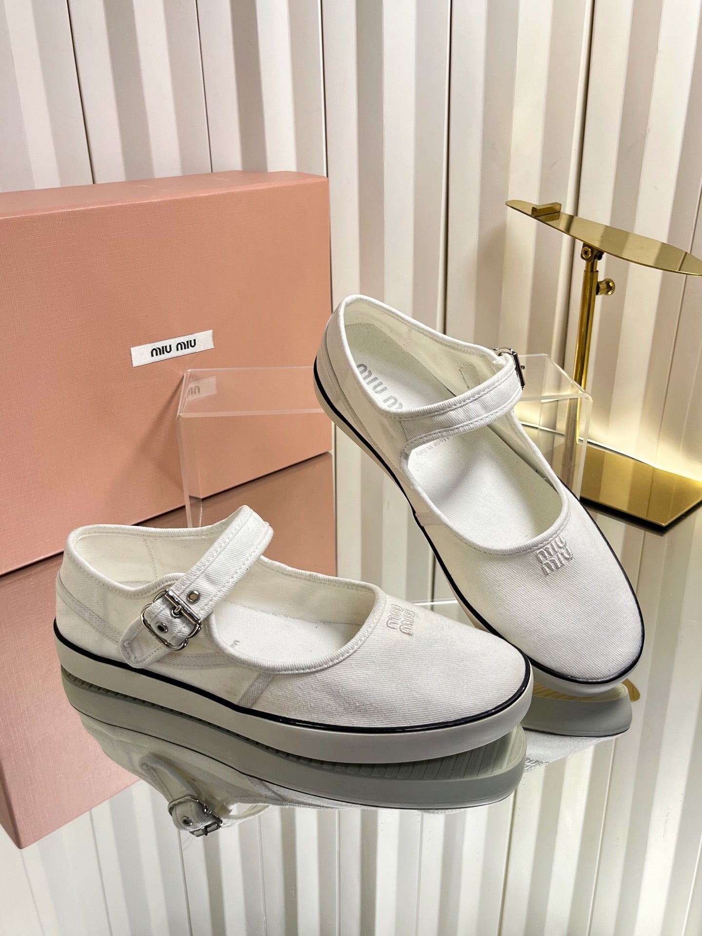 Miumiu 2026 Drill Ballet Flat Canvas 922964