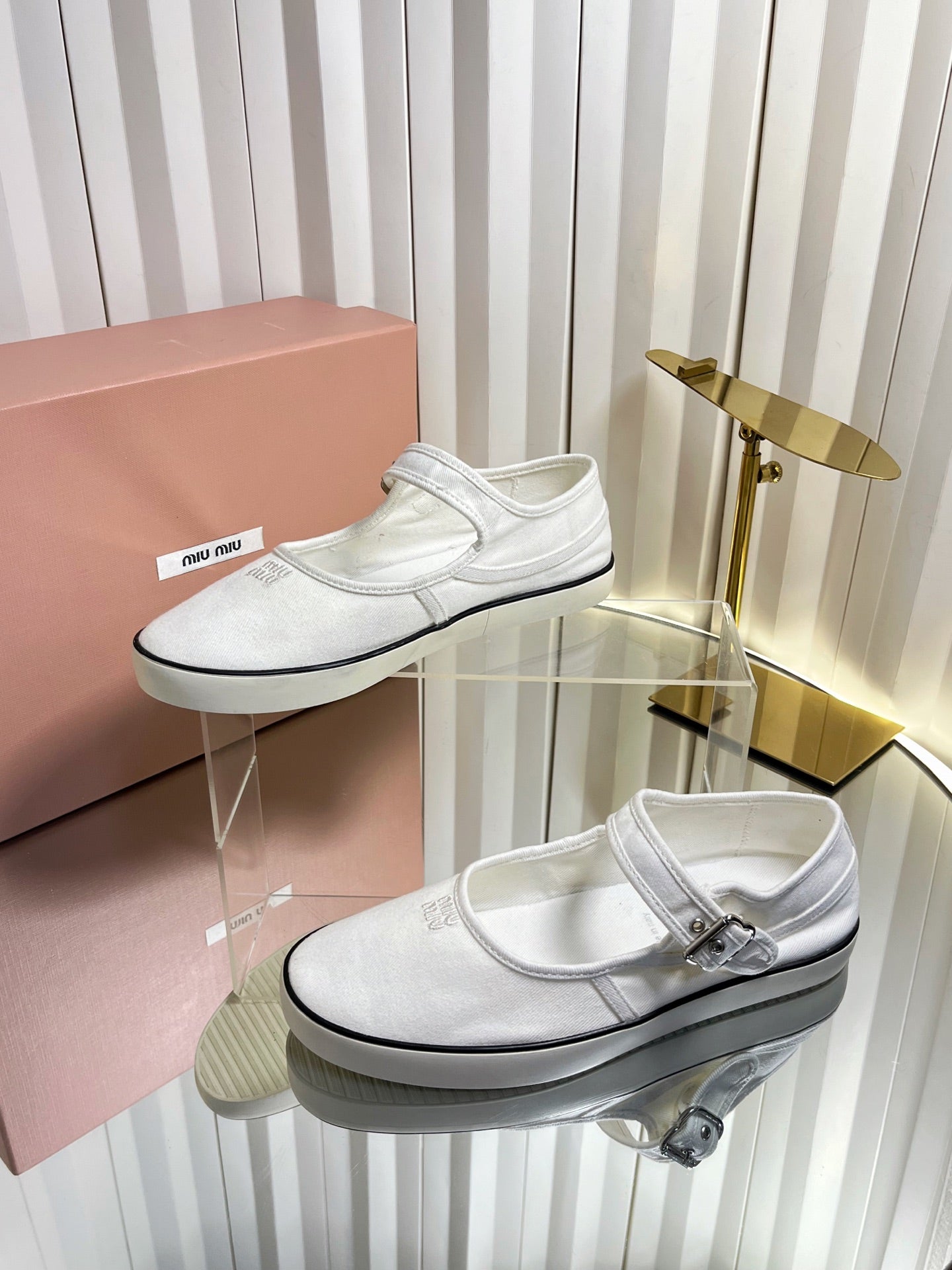 Miumiu 2026 Drill Ballet Flat Canvas 922964