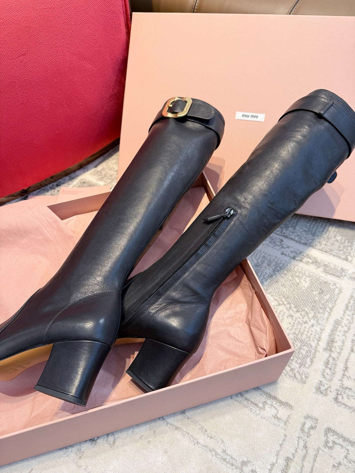 Miu Miu 2026 Boot With Buckle Black Nappa Leather 621340